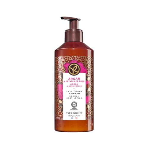 Yves Rocher Leche Corporal BAIN DE NATURE - Argán & Pétalos de Rosa - Todo Tipo de Pieles - Crema Hidratante Corporal Perfumada Sin Siliconas ni Colorantes - 98% Ingredientes Naturales - 390ml