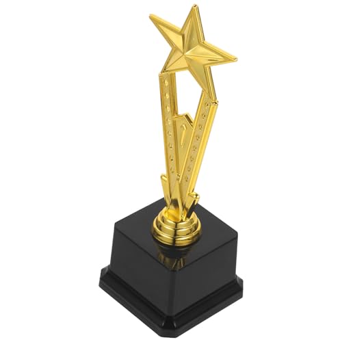 Trofeo de diseño dorado estilizado en ABS para ceremonias escolares de gala