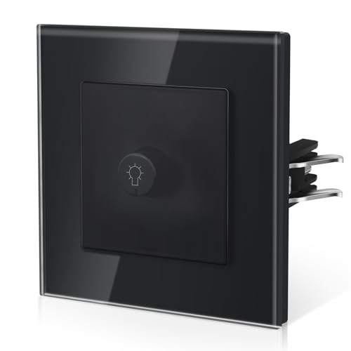 BSEED Interrupteur Variateur, Interrupteur Variateur De Lumiere Avec Griffes, Dimmer Switch, 500W, 1 Gang 1 Way, Noir