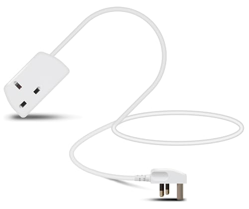 Eagle Single Gang Mains Power 13A Extension Socket to 13A UK Plug Lead Cable British Standards BS1363 1m White