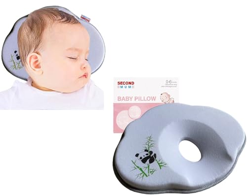 Baby Pillow for Sleeping for Newborn Head Support Soft & Cozy Prеvents FΙat Hеad Stroller Bassinet Insert Flat Design Almohadas para Bebes (Panda)