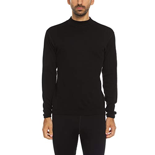 100% Merino Wool Men's Midweight Mock Neck - Base Layer Top - Warm Under Shirt