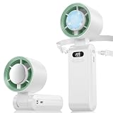 PTHTECHUS Mini ventilatore portatile a mano,Funzione di raffreddamento,5000 mAh,Flusso d'a...