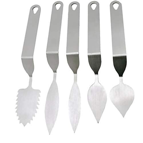 DOITOOL 5pcs Chocolate Molds Leaf Cutter Chocolate Spatula Stainless Steel Cake Decorating Spatulas