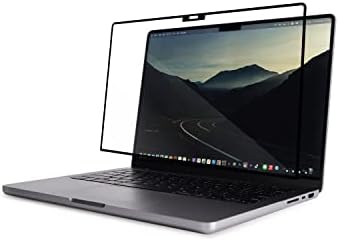 Moshi iVisor XT Clear Screen Protector for MacBook Pro 14-inch (2022 2021 M1, A2442), Easy-Installation, Bubble-Proof, Washable & Reusable, Scratch and Fingerprint Resistant - Black (Clear/Glossy)