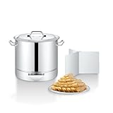 Concord Stainless Steel Tamales Steamer Pot. Mi Abuela Series with Exterior Water Refill Spout, Divider, and Removable Steamer Rack (20 Quart)