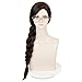 Probeauty Dark Brown Braid Wig with Glasses for Women, Long Braided Cosplay Hair Wig for Halloween Costume Party
