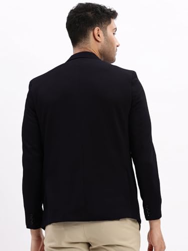 Image of SHOWOFFFF Men Solid Single Breasted Casual Blazer | Notched Lapel Full Sleeves Cotton Blazer for Mens | Slim Fit Regular Length Blazer for Men's