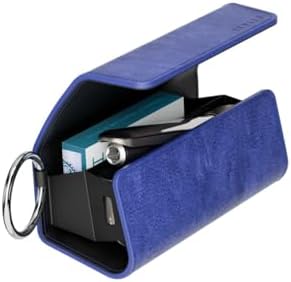Levelo Neo Leather Case Compatible with IQOS Iluma 2023 with Terra Cigarette Compartment, Compatible with All IQOS Series, Water, Impact, Dust Resistant, Built-In Ring, Built-In Two Pockets - Blue