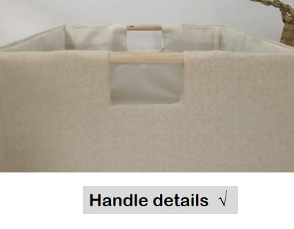 Image of Storage Bin for Shelves Rectangle Closet Baskets Foldable Box with Handles Beige Shelf Baskets Toy Boxes for Home Office Car Dormroom