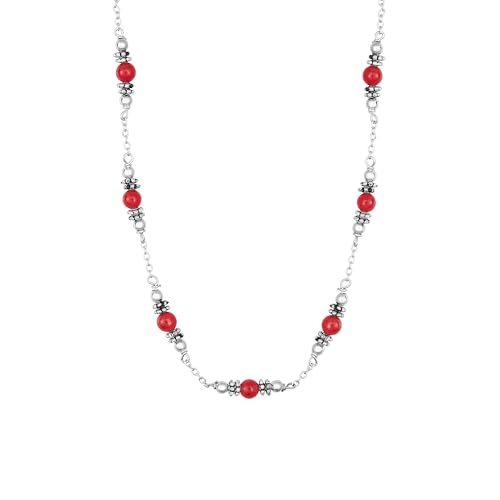 Amazon Essentials Fine Silver-Plated Western Beaded Necklace, 16