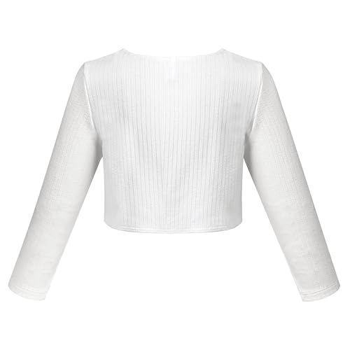Sunny Fashion Girls Bolero Shrug Cropped Cardigan Long Sleeve Button Knit Sweater2