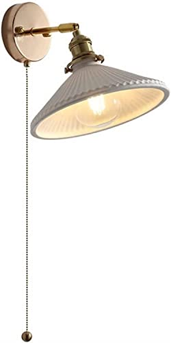 Aplique de pared ajustable en cerámica blanca y latón con interruptor para lectura