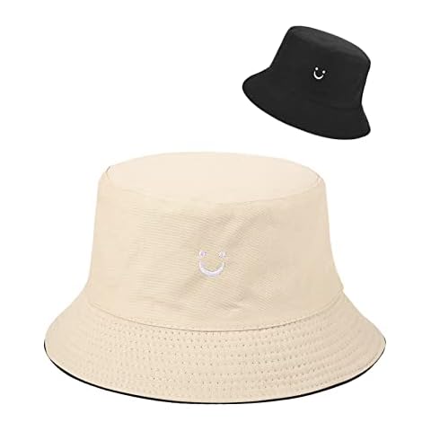 TOMEEK Gorro Pescador Reversible con Estampado de Cara Sonriente Cover