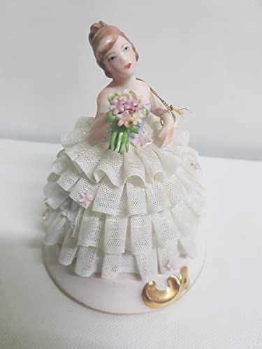  CAPODIMONTE DE PALMA DAMA DEL 700° H14CM TULLE LAVORATO A MANO DIPINTA A MANO