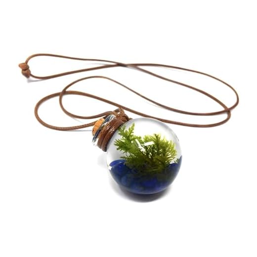 Living, Miniature Aquarium Necklace - Terrarium Ecosphere Pendant | Live Plant Jewelry - Orbling Lapis Lazuli