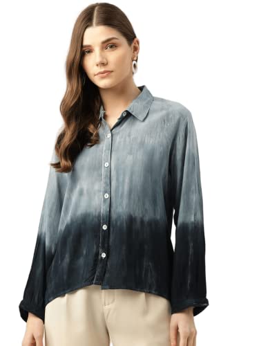 Image of Maaesa - Women Handcrafted Tie-Dye Rayon Shirt | Casual & Office Wear | Relaxed Fit | Long Sleeve | Breathable & Lightweight Fabric