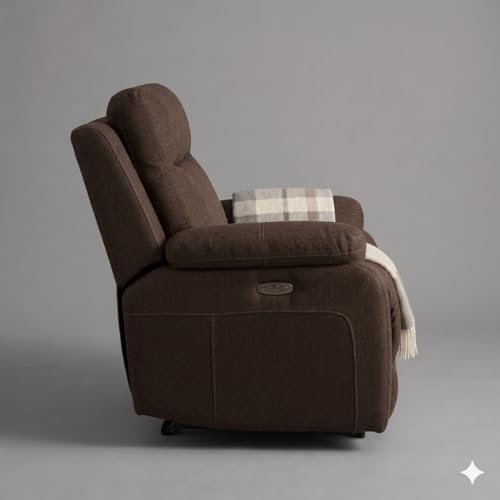 Image of Amazon Brand - Solimo Elira | Single Seater Sofa Recliner | Manual Recliner (Velvet Brown)