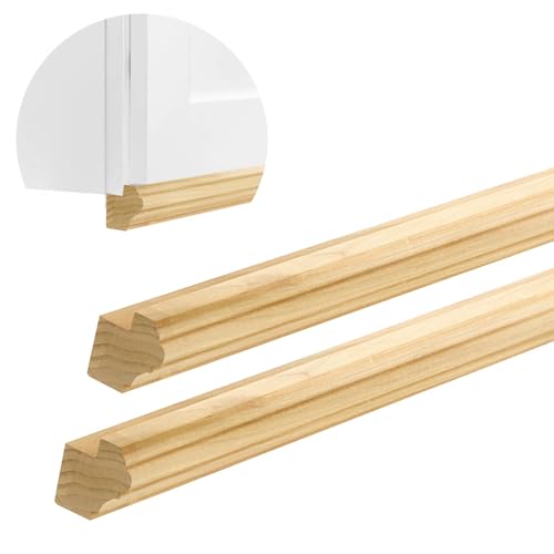 Image of DoubleFill 2 Pack 47 inch Kitchen Cabinet Light Rail Molding 1-3 /8 inch Wide x 1-1 /2 inch Trim Wood Unfinished Kitchen Cabinet Molding for DIY Cabinetry, Yellow Poplar, 94 inch Total