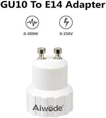Aiwode GU10 to E14 Adapter,Light Socket Bulb Base Converter GU10 to E14 for Halogen and LED Bulbs,Max Wattage 200W,0~250V,120 Degree Heat Resistant,5 Pack.
