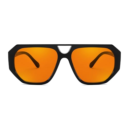 FEISEDY Retro Square Pilot Sunglasses Women Men 70s Vintage Trendy Plastic Frame Sun Glasses B41642