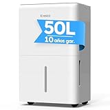 Kresico Deshumidificador 50L/día, Deshumificadores de humedad, Cobertura 375m³/125m² desumidifador, Deshumidificador silencioso electrico con Temporizador, Depósito extraíble