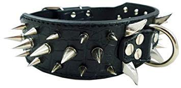 Izefia Dog Collar Sharp Spiked Studded Luxurious Padded Leather Collars for Medium Large Dogs - Image 2