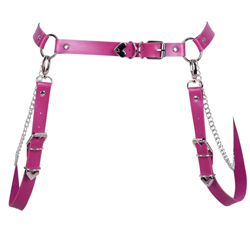 Women's Punk Belt Decorative Waist Chain Strap,Red,One Size