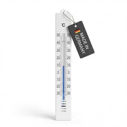 Lantelme Gartenthermometer Temperaturanzeige -30°C bis +50°C Analog | Wetterfest 17cm Kunststoff Farbe Weiß | Thermometer für Zimmer Innen Außen Garten | Außenthermometer Innenthermometer