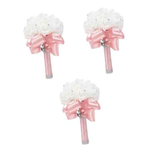 Ciieeo 3 Piezas con Flores Ramo De Boda Flores Flores De Boda Falsas Ramo De Flores Blancas Preservar El Ramo De La Boda Ramo De Nupciales Ramo De Novia Novia Rosa Espuma