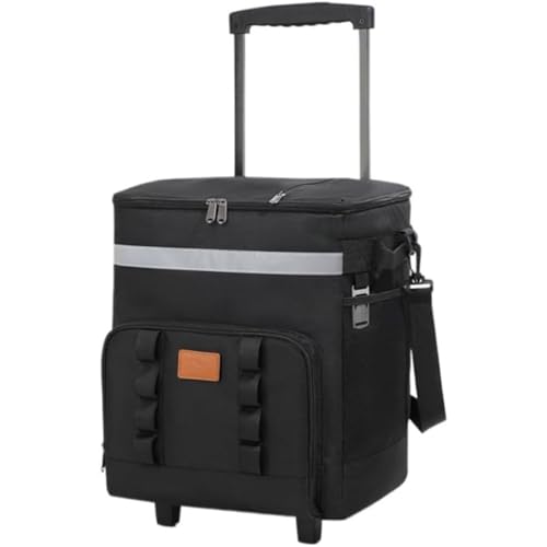 Vlwm 保冷バッグ サーモス クーラーボックス キャスター付き 35L大容量 折りたたみ式 保冷バッグ 保冷保温 ショッピングカート コンパクト収納 防水加工 水漏れ防止 ソフトクーラーボックス 軽量 キャンプ/釣り/買い物/BBQ対応 (ブラック)