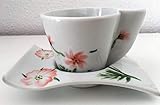  MaJe ceramista set juego de café de 6 piezas esmaltado porcelana pintada a mano primaveras coral.