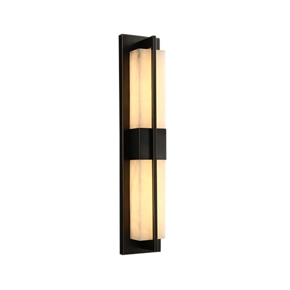 HPTHLY Indoor Wall Lights Fixtures Led Bathroom Vintage Marble Wall Lampsed Brass Metal 24W Dimmable Wall Sconces For Bedroom Bedside Headboard Living Room (Negro)