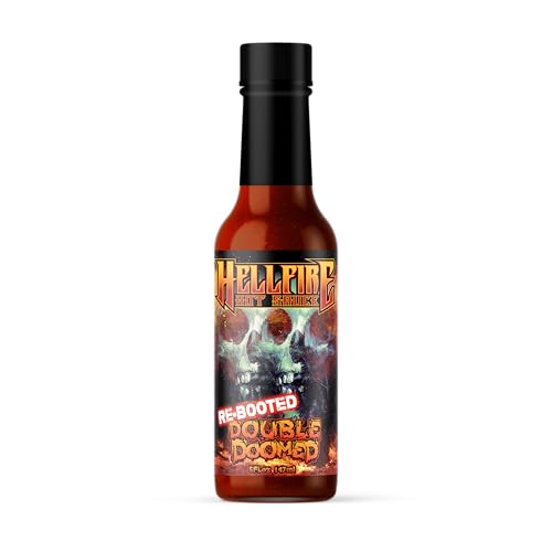 Hellfire Hot Sauce Double Doomed Rebooted- The Worlds Hottest Hot Sauce - Double Doomed spiked with...