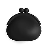Coin Purse for Women – Silicone Small Coin Pouch with Kiss Lock for Coins, Keys, Lipstick, and Earphones – Mini Cute Change Purse, Coin Purse & Pouch for Daily Life, Cars, Travel, Party (Black)
