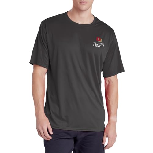 University of Denver Men's Active T-Shirt Left Chest Logo, Charcoal, 2XL