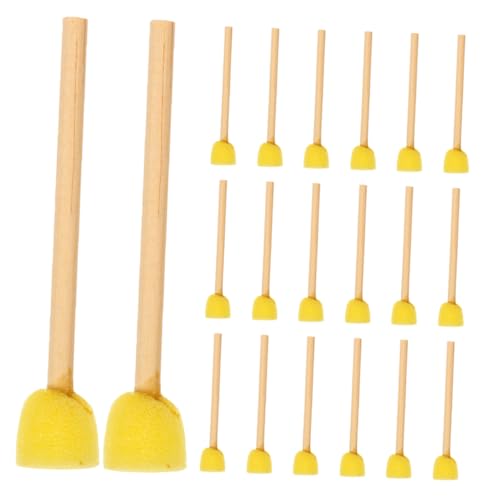 HOMSFOU Kid-Friendly Art Brushes 20pcs Round Sponge Paint Brushes with Wooden Handle Set of Foam for Kids' Art Projects and Craft Supplies
