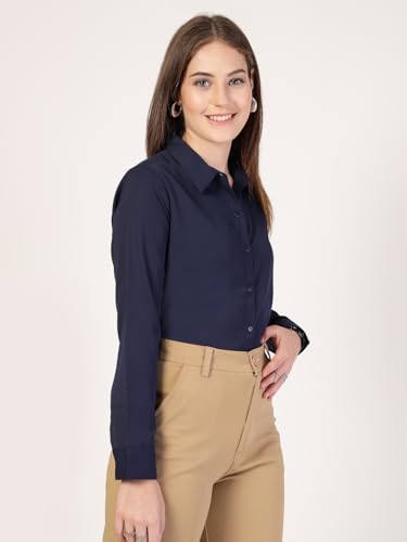 Image of Style Quotient Women Solid White Polymoss Regular Formal Shirt