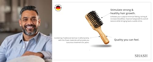 SHASH Robust Craftsman 100% Boar Bristle Hair Brush - Made in Germany, Brown - Image 4