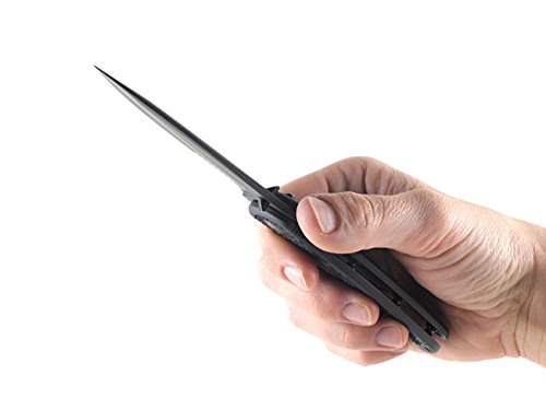 Image of Kershaw Blur,Black Serrated(1670BLKST); Folding Knife with All-Black Body,Partially Serrated 3.4 inch 14C28N Steel Blade,Anodized Aluminum Handle with Trac-Tec Grip,Reversible Pock lip; 3.9OZ