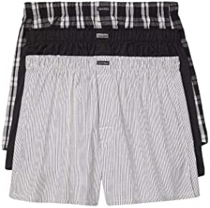 Calvin Klein Men's Cotton Classics 3-Pack Boxer, Black/Morgan Plaid, Black/Montague Stripe, Black, M
