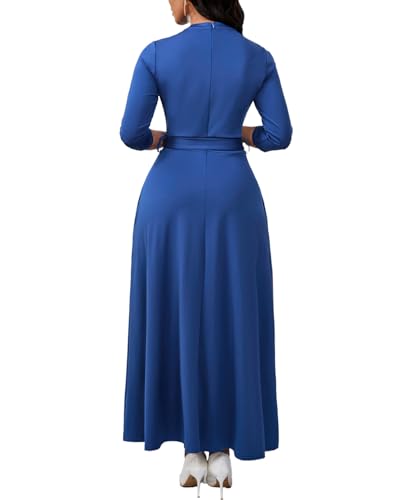 Image of BubFee Maxi Dresses for Women Semi Formal Long Dress 3 /4 Sleeve Casual A-line Church Dresses with Pockets