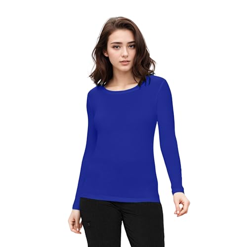 Natural Uniforms Women's Under Scrub Tee Crew Neck Long Sleeve T-Shirt (True Royal Blue, 5X-Large)