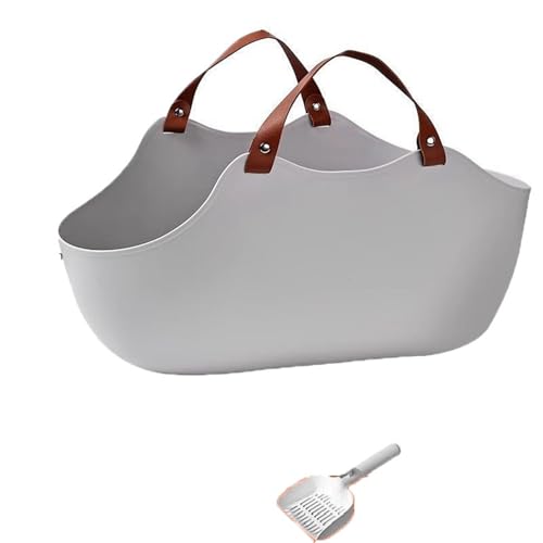 猫トイレ本体 手提げ ポータブルトイレ 持ち運び用 散歩 旅行 携帯可能 42cm 一体型 耐久性 便利 ラクラクお掃除 お手入れ簡単 開封後にすぐ使える 散らかりにくい 快適ワイド