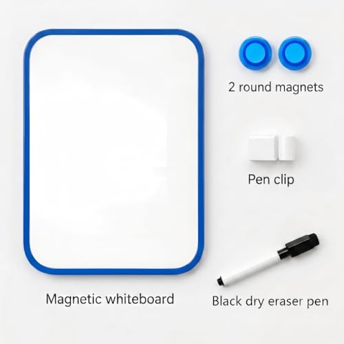 2 Pack Magnetic Dry Erase Board 6" x 8", Mini Whiteboard with Marker, Magnets & Pen Holder, Small Magnetic Whiteboard for Fridge, Locker, Office Desk, Kitchen, School & Home Organization(Blue) - Image 4