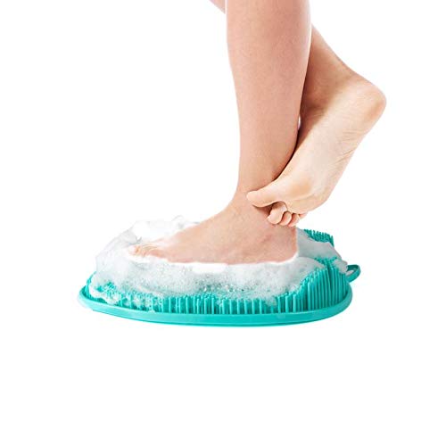 Shower Foot Scrubber Foot Cleaner and Massager, SPA Tired Achy Feet, Reduce Feet Pain, Acupressure Mat with Non-Slip Suction Cups, Improve Circulation, Exfoliation, Acupressure Massage Mat (Blue)