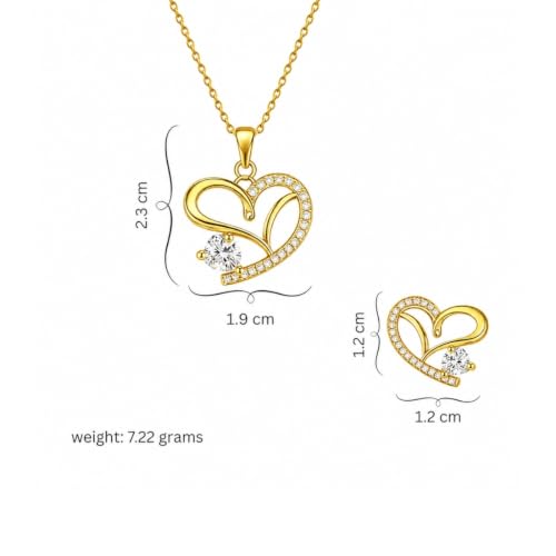Image of Nilu's Collection Heart Necklace With Earrings for Women