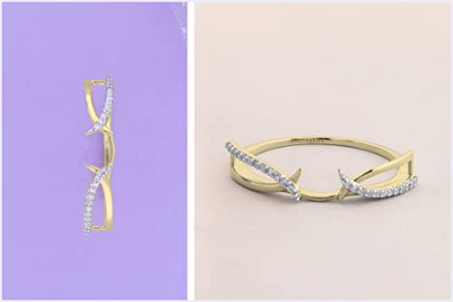 Dazzlingrock Collection Round White Diamond Guard Enhancer Wedding Band for Women (0.15 ctw, Color I-J, Clarity I1-I2) in 14K Solid Gold3