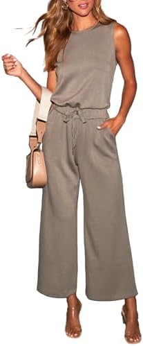 BONITEE Women Sleeveless Jumpsuit Casual Summer Rompers Dressy Cr...