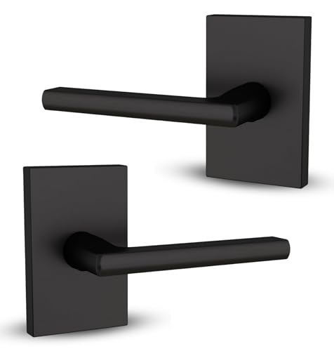 Image of Mega Handles Glamor Dummy Lever, Door Handle Set for Closet or French Doors, Single Side Door Levers, Non-Turning, Fits All Standard Door Sizes, Screws Included - Matte Black (2 Pack)